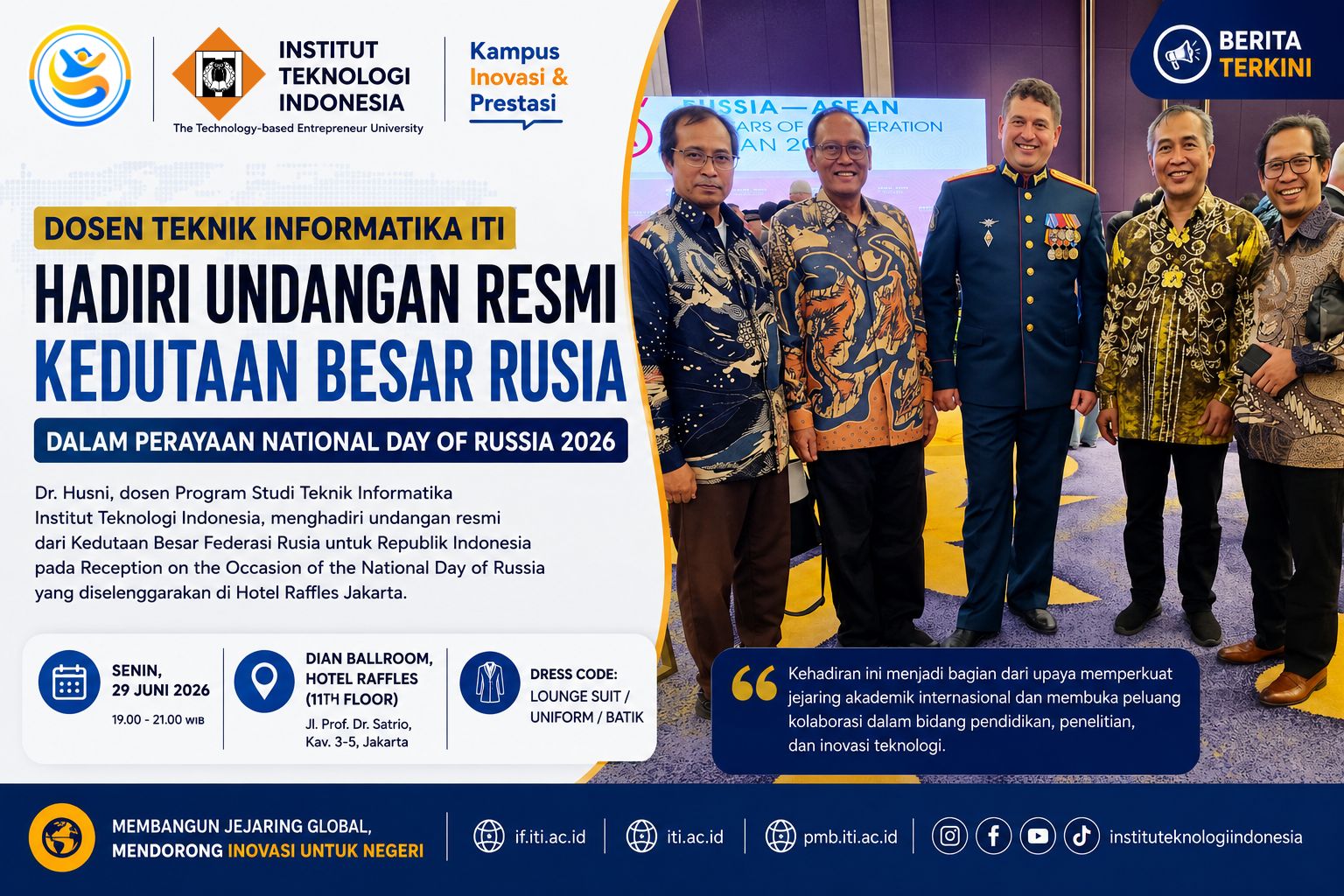 Dosen Teknik Informatika ITI Hadiri Undangan Resmi Kedutaan Besar Rusia