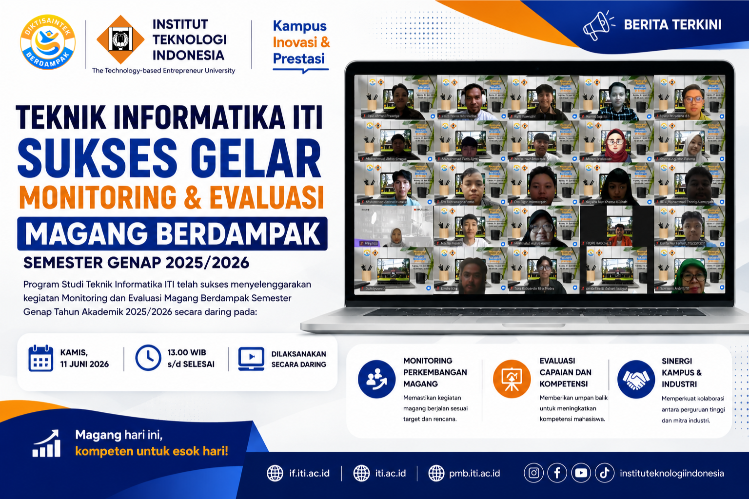 Teknik Informatika ITI Sukses Gelar Monitoring dan Evaluasi Magang Berdampak Semester Genap 2025/2026