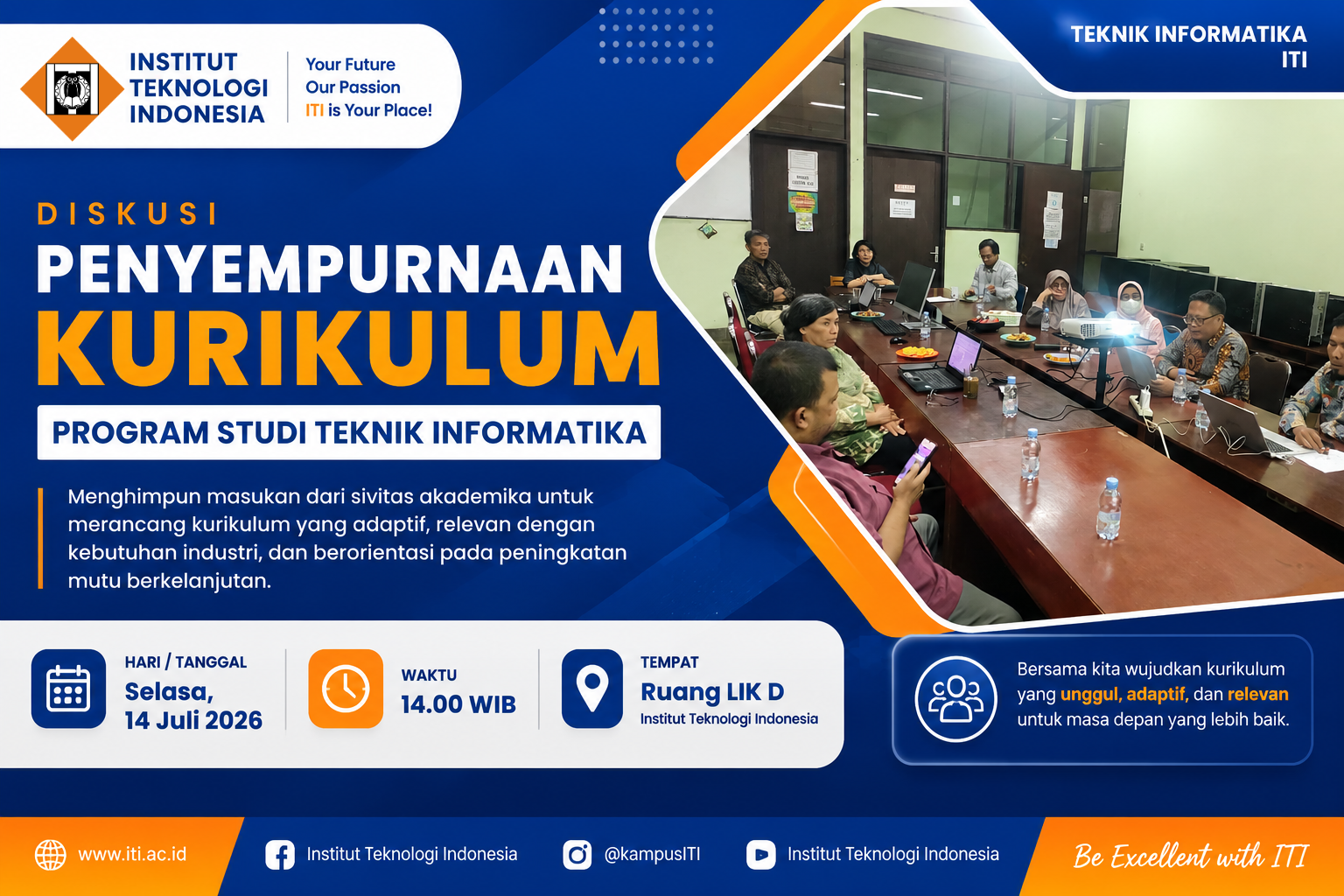 Pimpinan ITI Berikan Masukan Strategis dalam Diskusi Penyempurnaan Kurikulum Program Studi Teknik Informatika