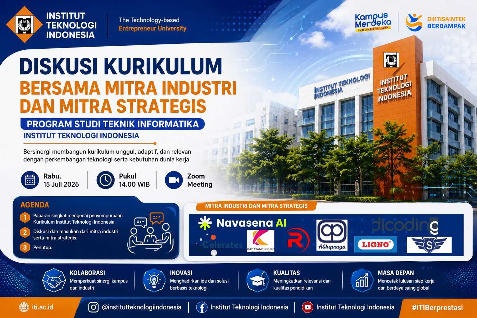 Diskusi Kurikulum Program Studi Teknik Informatika ITI Bersama Mitra Industri